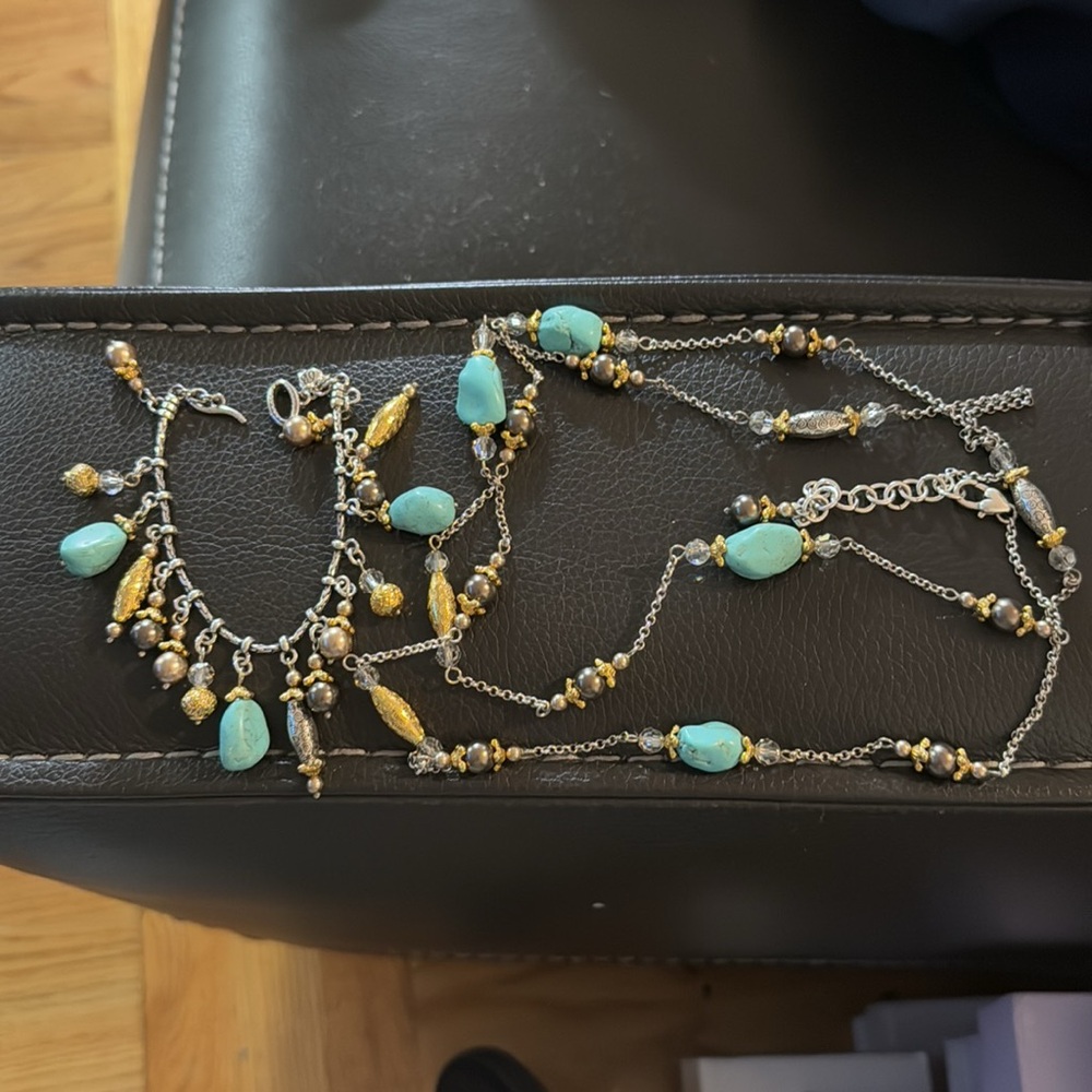 Brighton gold silver pearls grey gold necklace